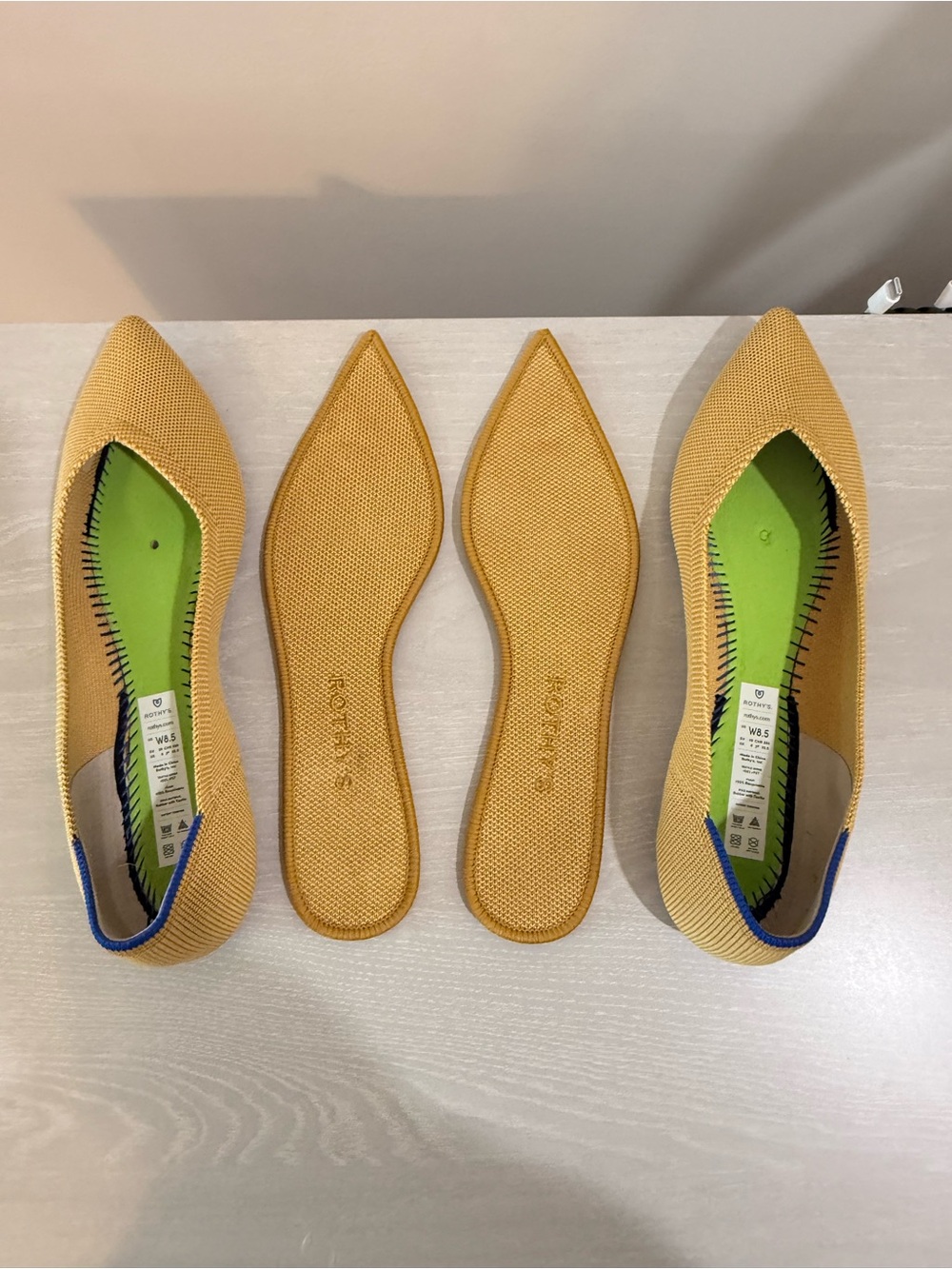 Rothy's Mustard Mustard Yellow Pointed Knit Flats - Picture 10 of 10